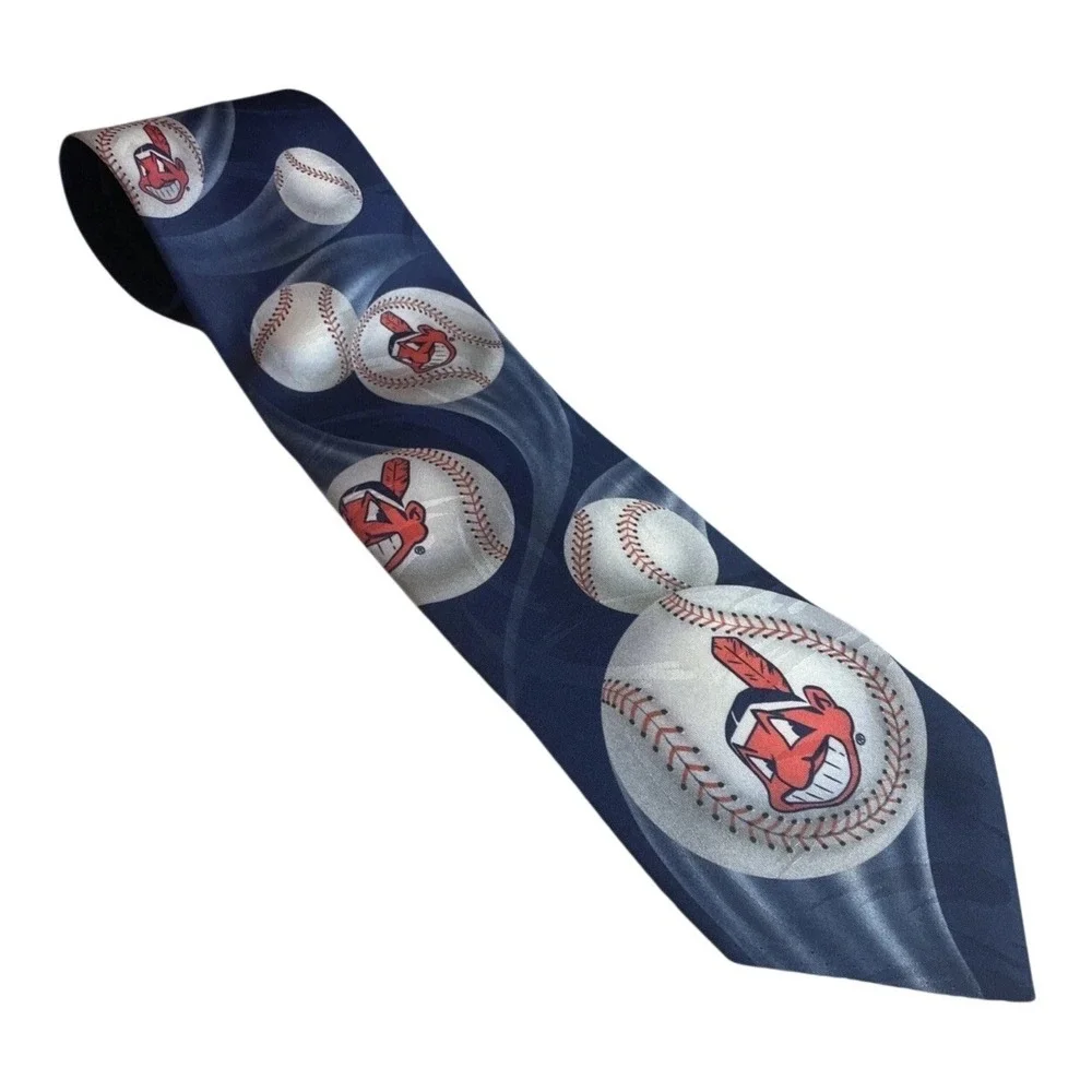 Ralph Marlin Cleveland Indians Necktie Mens OS Blue Baseball MLB Vintage 1994